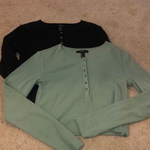 Forever 21 Women's long sleeve cropped tops